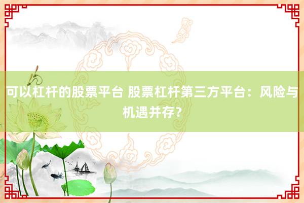 可以杠杆的股票平台 股票杠杆第三方平台：风险与机遇并存？