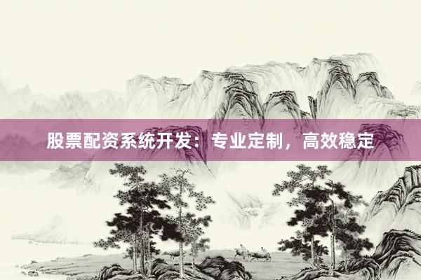 股票配资系统开发：专业定制，高效稳定