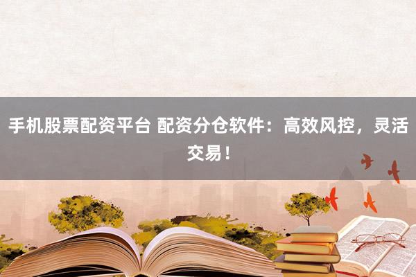 手机股票配资平台 配资分仓软件：高效风控，灵活交易！