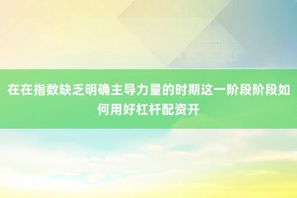 在在指数缺乏明确主导力量的时期这一阶段阶段如何用好杠杆配资开