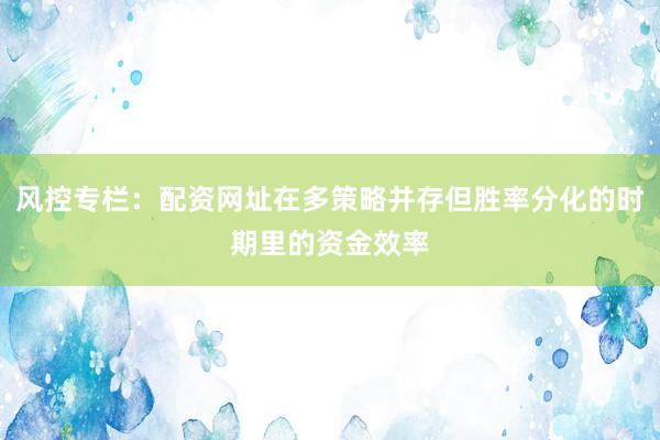 风控专栏：配资网址在多策略并存但胜率分化的时期里的资金效率