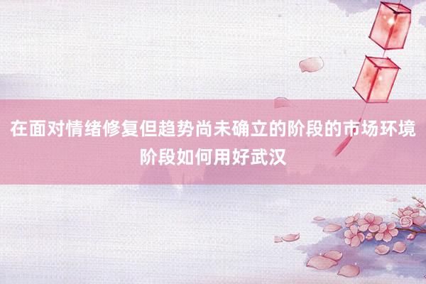 在面对情绪修复但趋势尚未确立的阶段的市场环境阶段如何用好武汉