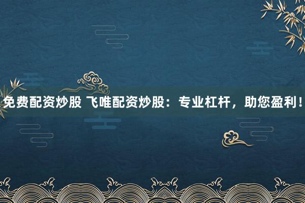 免费配资炒股 飞唯配资炒股:专业杠杆,助您盈利!