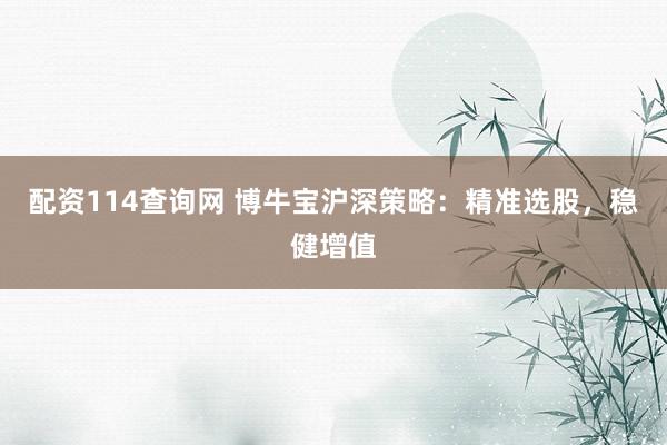配资114查询网 博牛宝沪深策略:精准选股,稳健增值