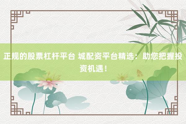 正规的股票杠杆平台 城配资平台精选：助您把握投资机遇！
