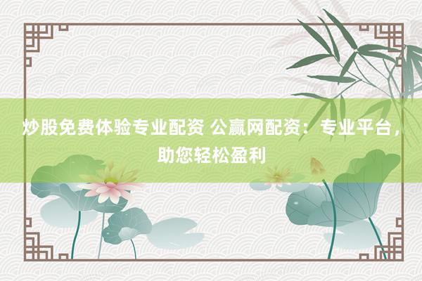 炒股免费体验专业配资 公赢网配资：专业平台，助您轻松盈利